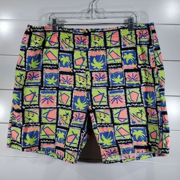 Repage Other - REPAGE Vintage 80's 90's Retro Men's Swim Trunks Neon XL